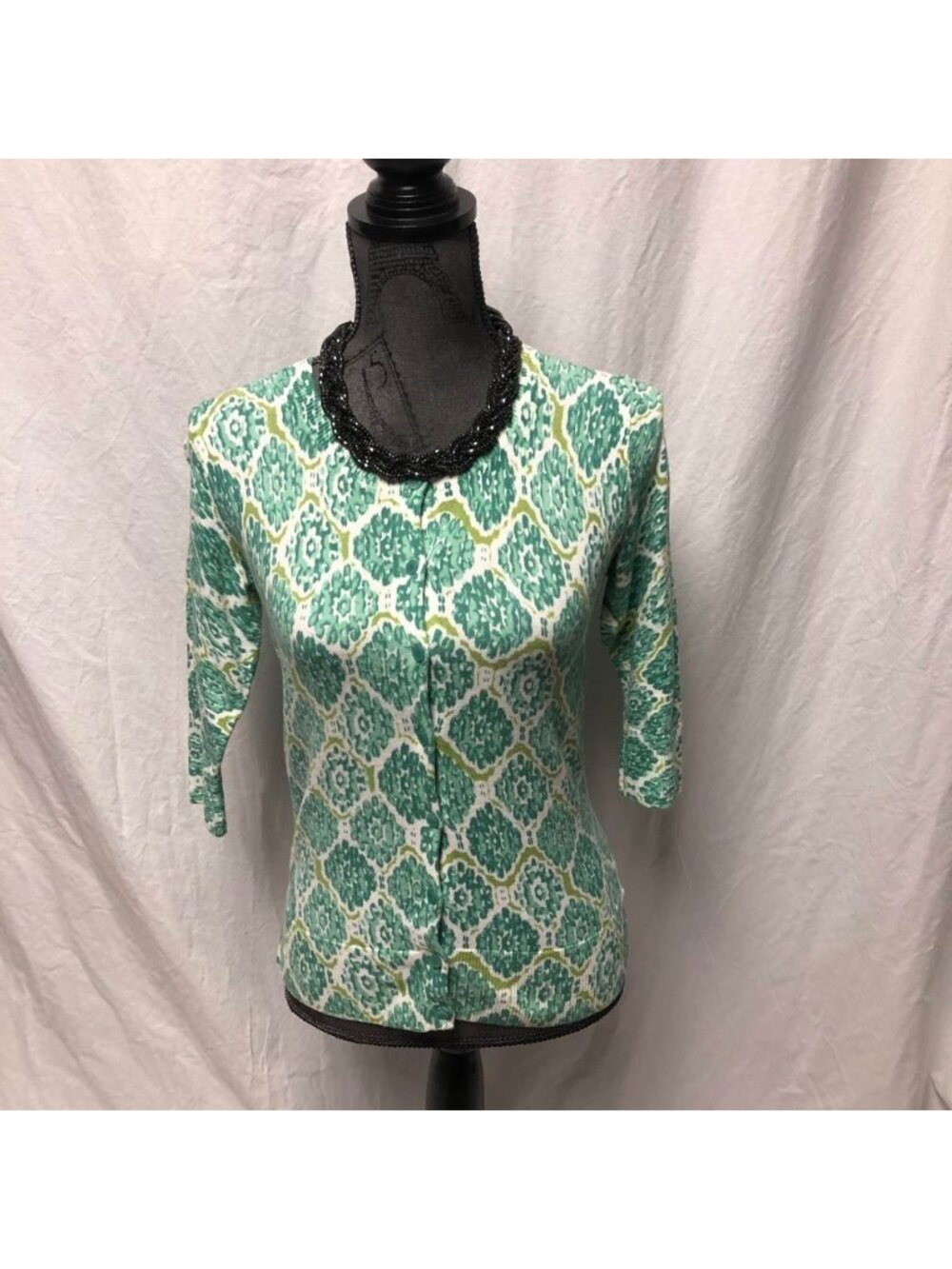 Merona Cardigan Womens Size Small Greens White Button Up Sweater
